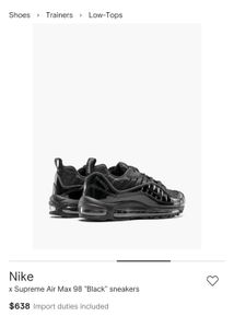 Supreme x Nike Air Max 98 Sneakers