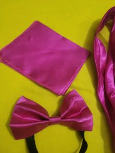 Pink Bow Tie, Sash, and Handkerchief Set for boys