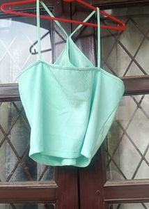 Mint Green Halter Neck Crop Top