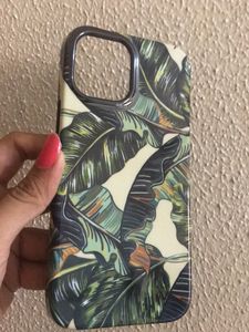 IPhone12ProMax Green Tropical Print Glossy Phone Cover Case