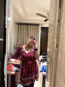 Maroon Printed dress