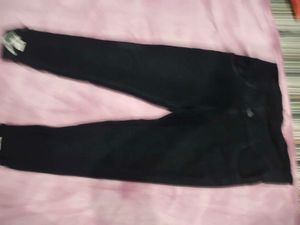 Black Denim Jeans with Embellished Cuffs