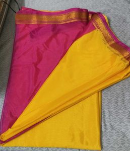 Vibrant Yellow Saree with Pink Border