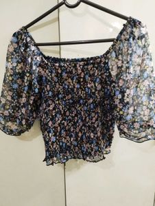 Floral Smocked Square Neck Top
