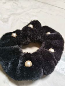 Faux Fur Pearl Scrunchie