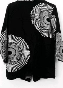 Black Graphic Print Kimono Jacket