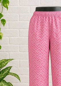 Pink Chevron Print Palazzo Pants