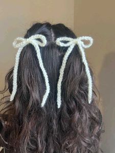 Handmade Crochet Hair Bow Clips