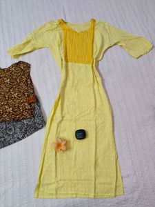 Yellow Sequined Kurta Set