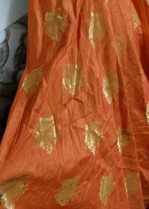 Orange Lehenga with Gold Print