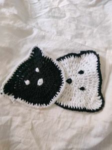Cute Crochet Bear Coasters 🐼
