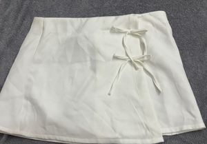 White Skater Skirt with Tie Detail