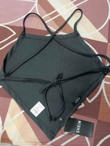 Black Tie-Back Halter Top