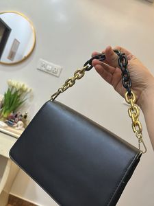 Chic Black Crossbody Bag with Gold Chain
