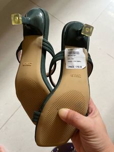 Green heel sandals