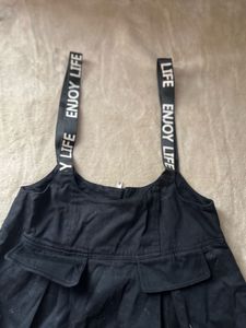 Black Pinafore Dress with "Enjoy Life" Straps