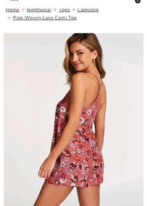 Floral Lace Trim Cami Pajama Top