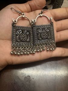 Traditional Oxidised Silver Earrings