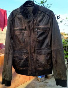 it's a casual leather bomber jacket