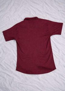 Men’s Maroon Textured Half Sleeve Shirt