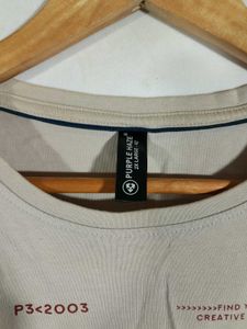 Beige Printed T-Shirt For Men's