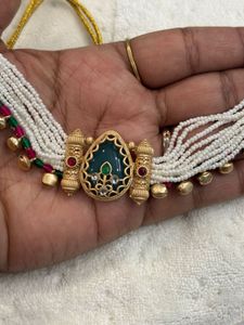 Elegant Pearl Choker Necklace Set
