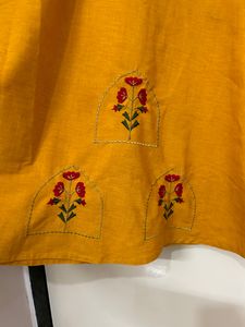 Embroidered Mustard Kurta Set