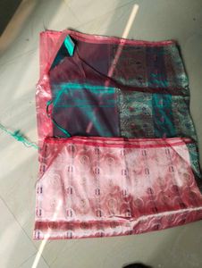Elegant Pink &amp; Teal Saree