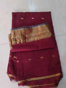 Elegant Maroon Saree with Gold Border