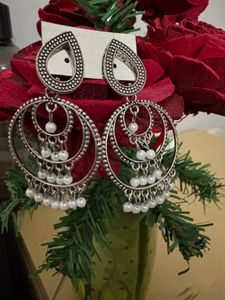 3 Combo Boho Silver Jhumka Earrings with Pearls