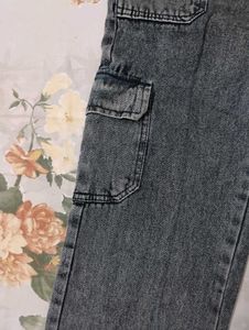 High Waist Trendy Denim Cargo Pants