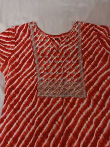 Rayon Leheriya Kurti with Sequins work
