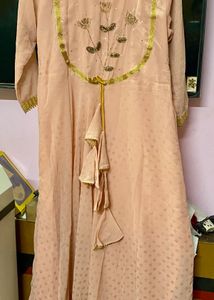 Elegant Peach Kurta with Gold Embellishments