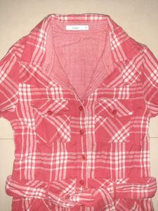 🌸 Rare BOSSINI Blush Pink Plaid Shirt Dress
