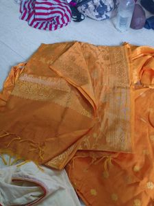 yellow banarasi Kurta Set with Dupatta