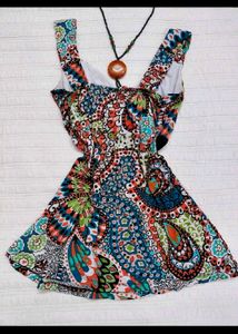 Boho Paisley Print Mini Dress