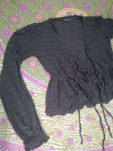 Chic Dark Grey Peplum Cardigan