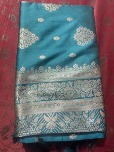 Beautiful Teal Banarasi Silk Saree