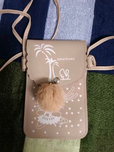 Cute Cartoon Sling Bag with Pom Po