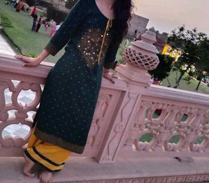 Beautiful Green Kurta with Mirror Work