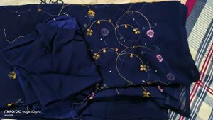Beautiful Navy Blue Embroidered Saree