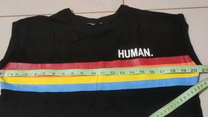 Black "HUMAN" T-Shirt with Rainbow Stripe