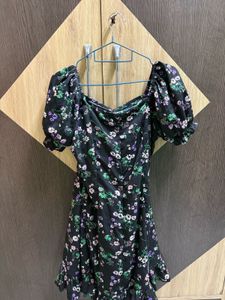 floral print cute tie up dress