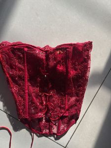 Elegant Red Lace Corset Top
