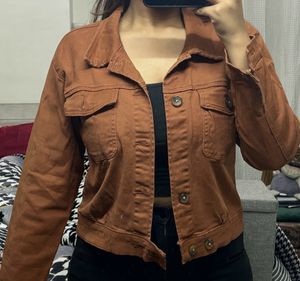 shein brown coloured denim jacket