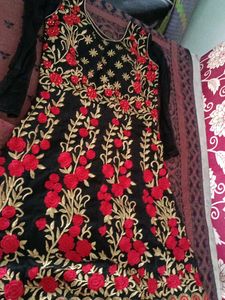 Black & Red Embroidered Lehenga Choli