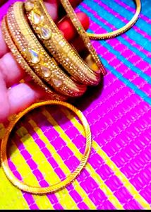 Sparkling Gold Bangles with Embellishments