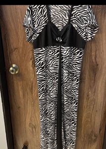 Zebra Print Dress with Black Accents