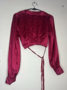 Satin Wrap Crop Top