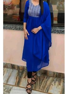 Royal Blue Embroidered Anarkali Gown